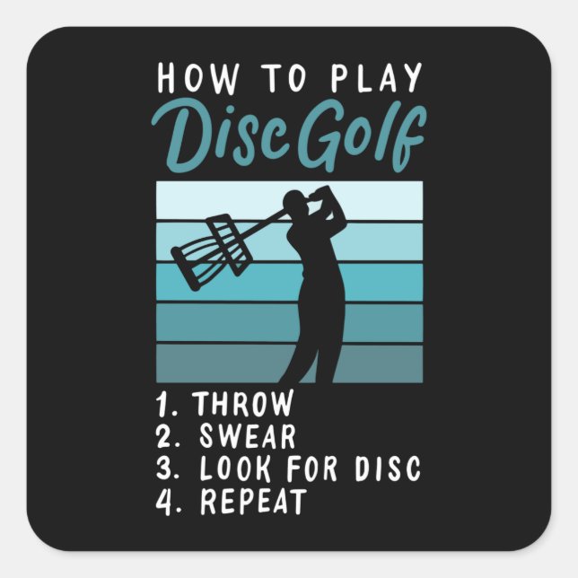 How To Play Disc Golf Square Sticker (Front)