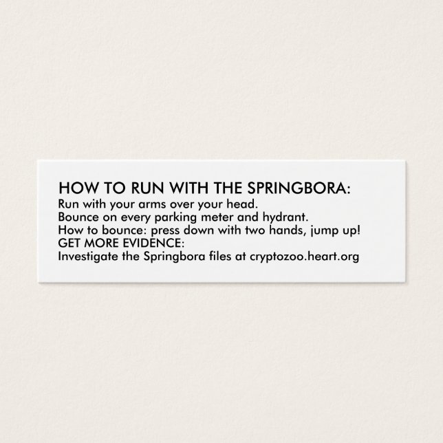 HOW TO RUN WITH THE SPRINGBORA (Front)