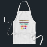 How to Spell Hanukkah Aprons<br><div class="desc">How do you spell Hanukkah,  er Chanukah,  or is it Hanukah,  anyway? Obviously the only "right" way to spell it is in Hebrew! A fun design with "Happy Hanukkah" and "Happy Chanukah" crossed out and "Chanukah Sameach!" in Hebrew,  with a chanukiah (menorah),  dreidel,  and gold gelt beneath.</div>