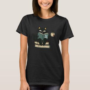 How To Train Humans Funny Black Cat Reading Book T-Shirt