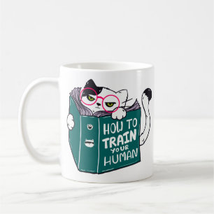 How To Train Your Human Funny Cat with Sunglasses Coffee Mug