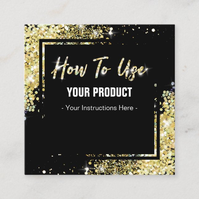 How To Use Gold Glitter Black Instruction Card (Front)