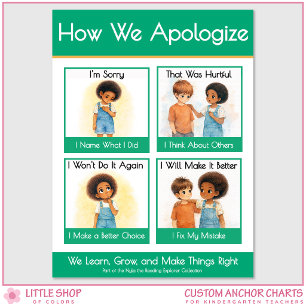 How We Apologise Kindergarten Anchor Chart
