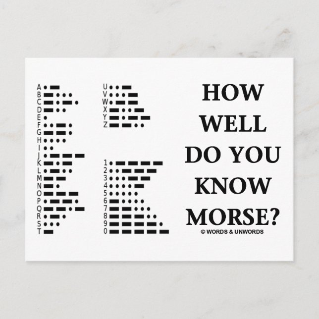 How Well Do You Know Morse? (Intl Morse Code) Postcard (Front)