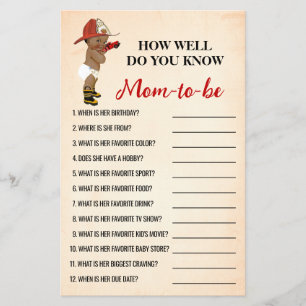 How Well Do You Know Mum AA Fireman Shower Game Flyer
