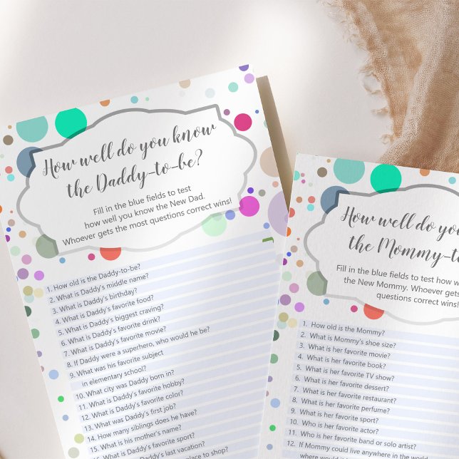 How well do you know Mummy and Daddy, double sided (Creator Uploaded)