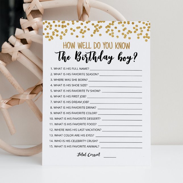 How well do you know the Birthday boy Game Card (Creator Uploaded)