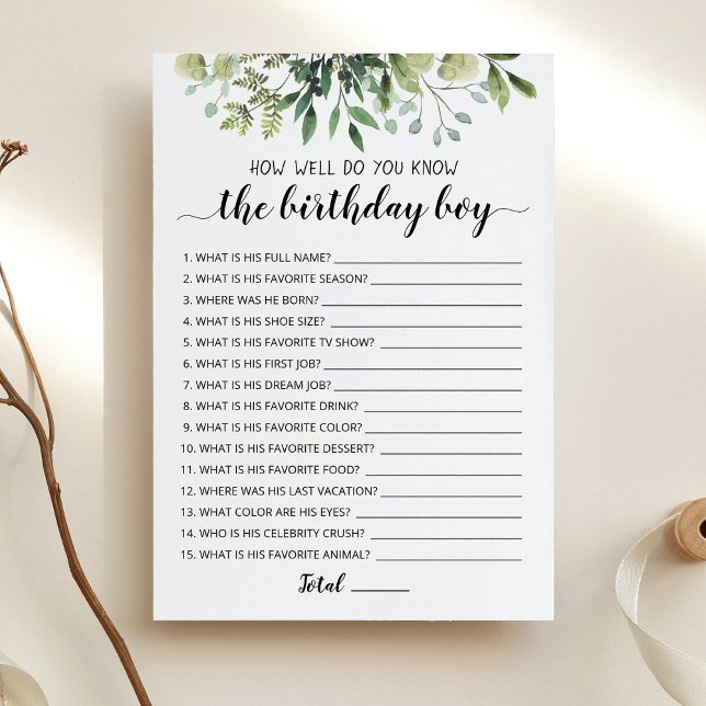 How well do you know the Birthday boy Game Card (Creator Uploaded)