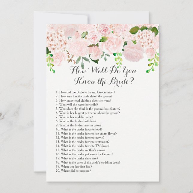 How well do you know the bride? (Front)