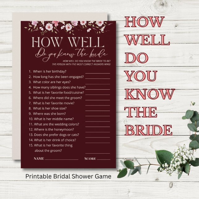 How Well Do You Know the Bride Bridal Shower Game (Creator Uploaded)
