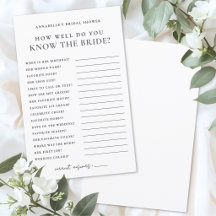 How Well Do You Know The Bride Bridal Shower Game