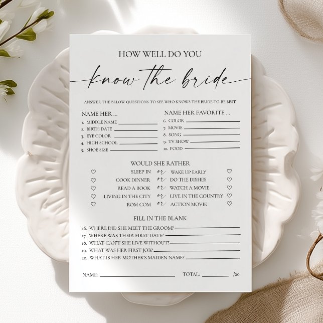 How Well Do You Know The Bride Bridal Shower Game (Creator Uploaded)