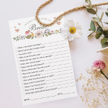 How Well Do You Know the Bride Bridal Shower Game<br><div class="desc">Beautiful country meadow watercolor field wildflowers how well do you know the bride bridal shower game. We've selected a beautiful light colour palette to create an elegant and calm mood. Our watercolor wildflowers are arranged to create this beautiful floral arrangement. Fun game to play at your bridal shower party. Our...</div>