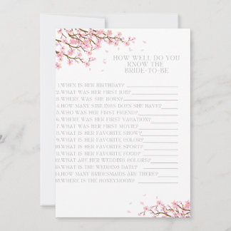 How Well do you Know the Bride Cherry Blossom Thank You Card