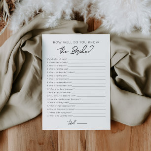 How well do you know the Bride game Card