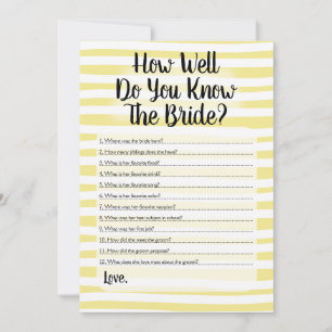 How Well Do You Know The Bride Yellow White Stripe Invitation