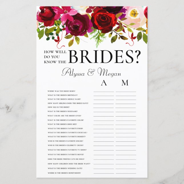 How Well Do You Know The Brides Burgundy Rose LGBT (Front)
