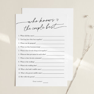 How Well Do You Know the Couple Bridal Game Card