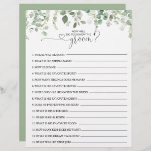 How Well Do You Know the Groom Bridal Shower Game