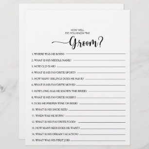 How Well Do You Know the Groom Bridal Shower Game