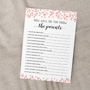 How well do you know the Parents Baby Shower Card