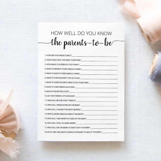 How well do you know the Parents-to-be Card (Creator Uploaded)