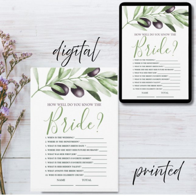 How well know Bride Olive Branches Bridal Shower  Invitation (Creator Uploaded)