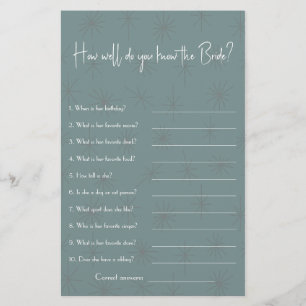 How Well Know the Bride? Bridal Shower Game Flyer