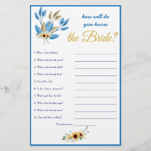 How Well Know the Bride? Bridal Shower Game Flyer