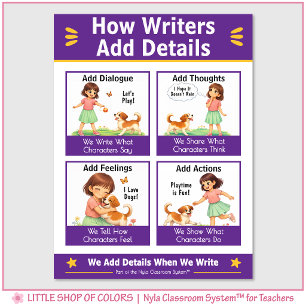 How Writers Add Details Classroom Anchor Chart