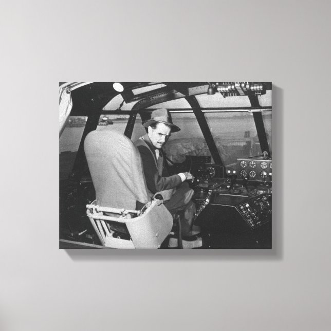 Howard Hughes in Spruce Goose Wooden Plane Canvas Print (Front)