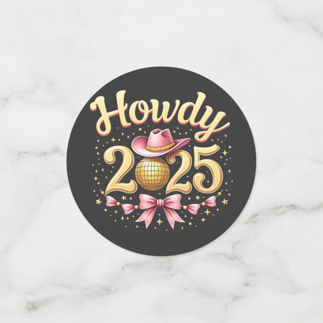Howdy 2025 New Year Eve Cowboy Western  Confetti (Small Front)