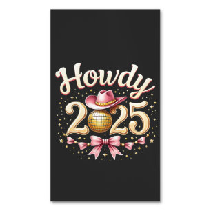 Howdy 2025 New Year Eve Cowboy Western  Magnetic Business Card