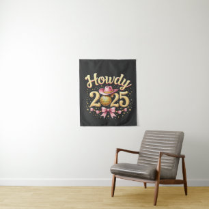 Howdy 2025 New Year Eve Cowboy Western  Tapestry