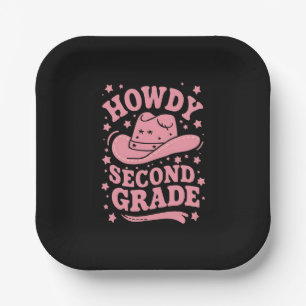 Howdy 2nd Grade Cowboy Cowgirl Back To School Paper Plate