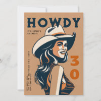 Howdy 30 Western Desert Retro Poster 30th Birthday