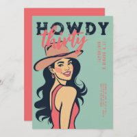 Howdy 30 Western Retro Pink Poster 30th Birthday