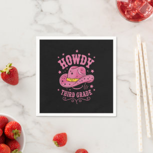 Howdy 3rd Grade Cowboy Cowgirl Back To School Napkin