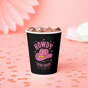 Howdy 3rd Grade Cowboy Cowgirl Back To School Paper Cups