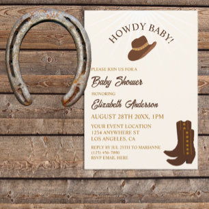 Howdy Baby! Cowboy Western Baby Shower Invitation