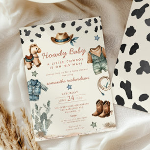 Howdy Baby Little Cowboy Baby Shower Invitation
