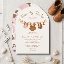 Howdy Baby Little Cowgirl Baby Shower Invitation