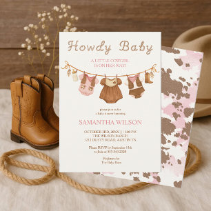 Howdy Baby Little Cowgirl Baby Shower Invitation
