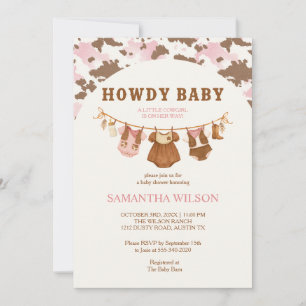 Howdy Baby Little Cowgirl Baby Shower Invitation