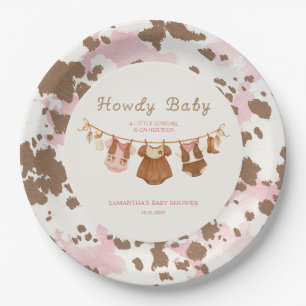 Howdy Baby Little Cowgirl Baby Shower Paper Plate