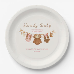 Howdy Baby Little Cowgirl Baby Shower Paper Plate