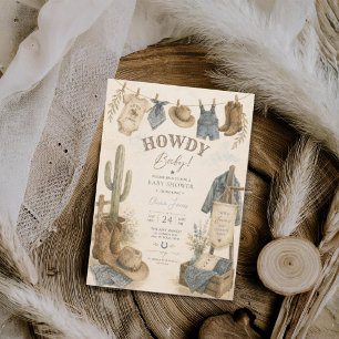 Howdy baby western desert baby shower invitation