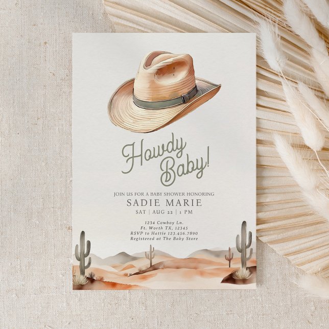 Howdy Baby Western Desert Baby Shower Invitation (Creator Uploaded)