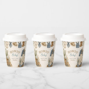 Howdy baby western desert baby shower paper cups