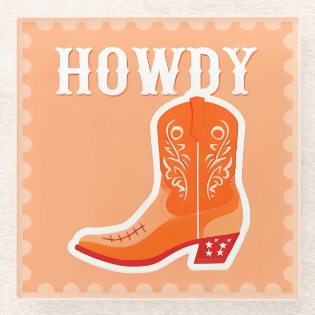 HOWDY Bar Glass Coaster (Front)